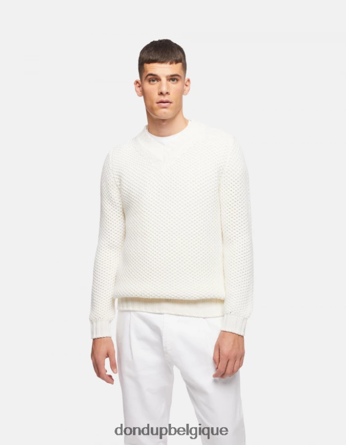 Hommes vêtements DONDUP albâtre pull en laine à col v 8826D0875