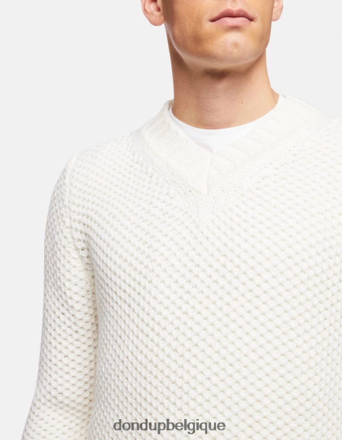 Hommes vêtements DONDUP albâtre pull en laine à col v 8826D0875