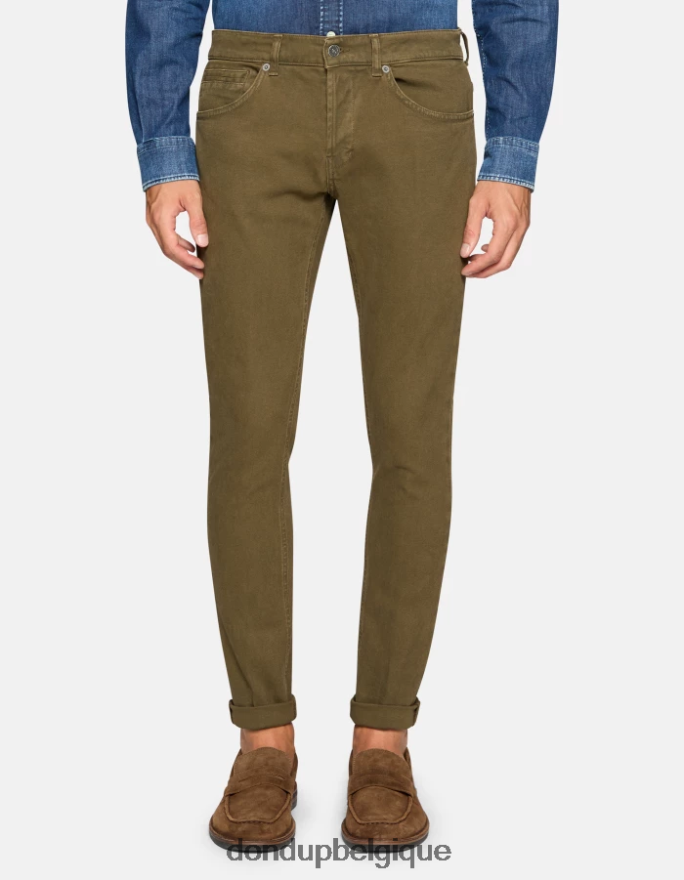 Hommes vêtements DONDUP armée verte pantalon skinny en coton george 8826D0650