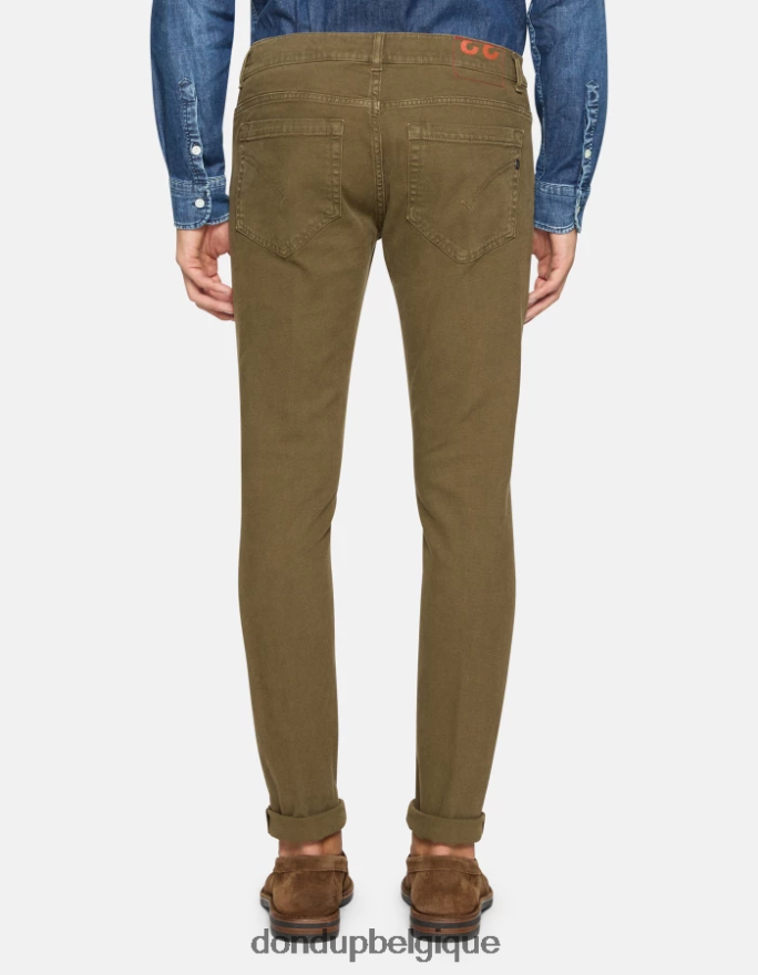 Hommes vêtements DONDUP armée verte pantalon skinny en coton george 8826D0650