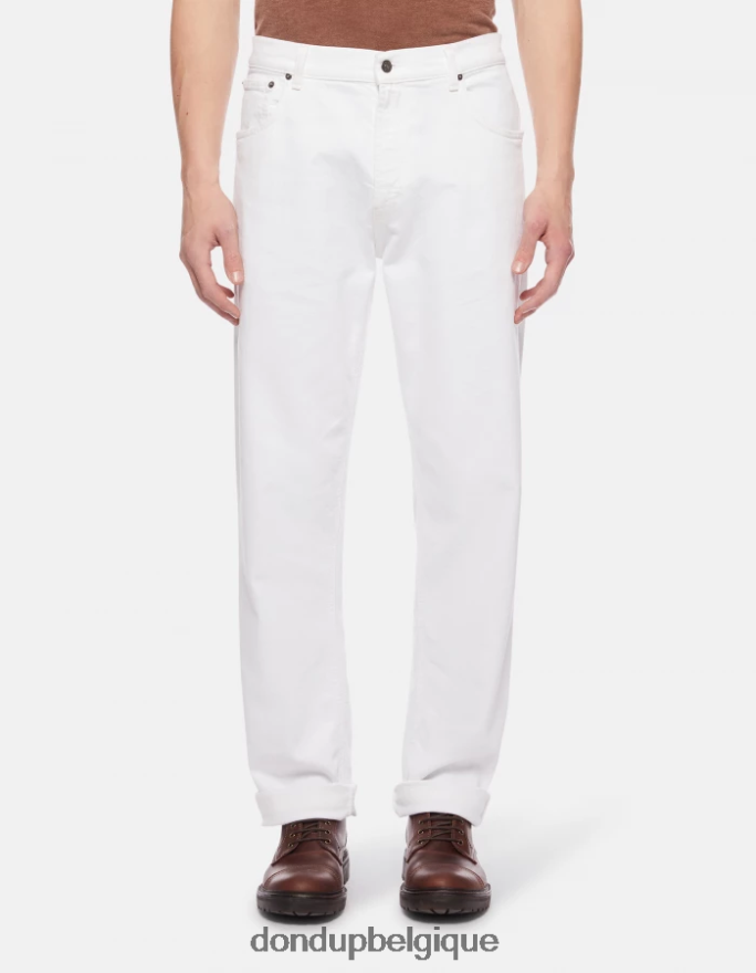 Hommes vêtements DONDUP blanc Jean Ervin coupe ample 34 pouces en denim bull stretch 8826D0585