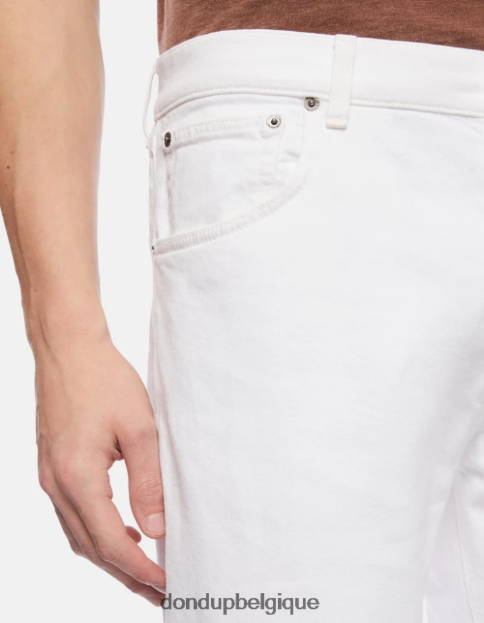 Hommes vêtements DONDUP blanc Jean Ervin coupe ample 34 pouces en denim bull stretch 8826D0585