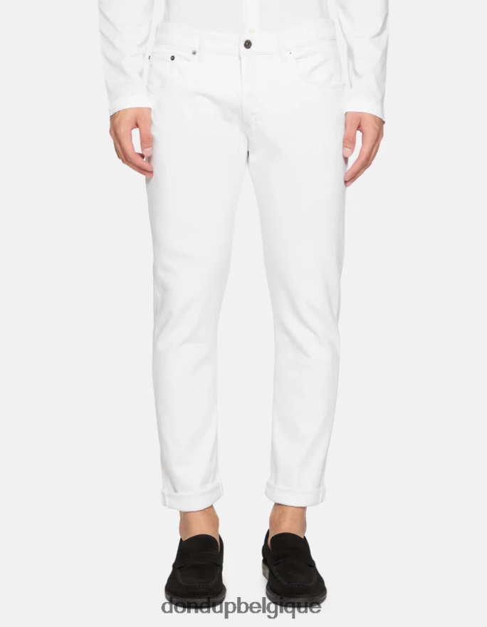 Hommes vêtements DONDUP blanc Jean Icon Regular Fit en denim bull stretch 8826D0582