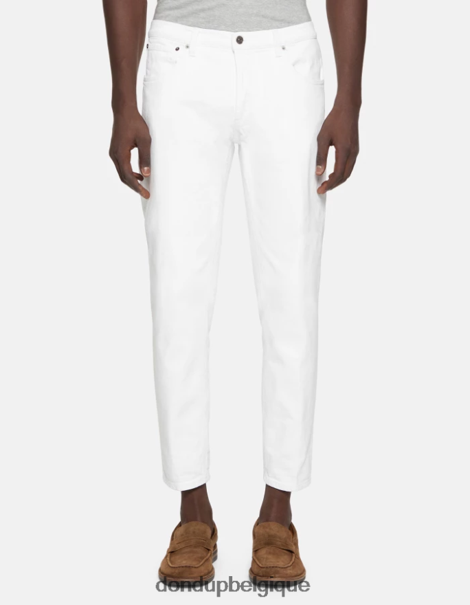 Hommes vêtements DONDUP blanc Jean coupe carotte Brighton en denim bull stretch 8826D0589