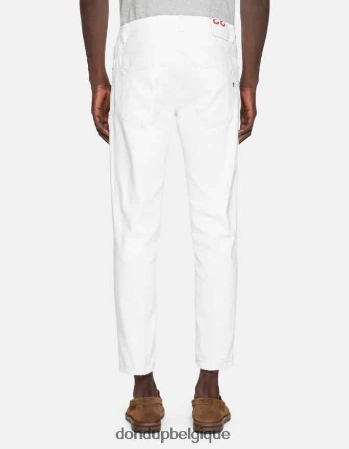 Hommes vêtements DONDUP blanc Jean coupe carotte Brighton en denim bull stretch 8826D0589