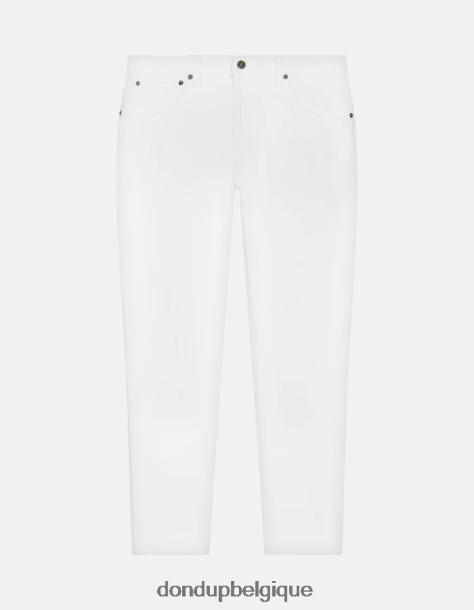 Hommes vêtements DONDUP blanc Jean coupe carotte Brighton en denim bull stretch 8826D0589