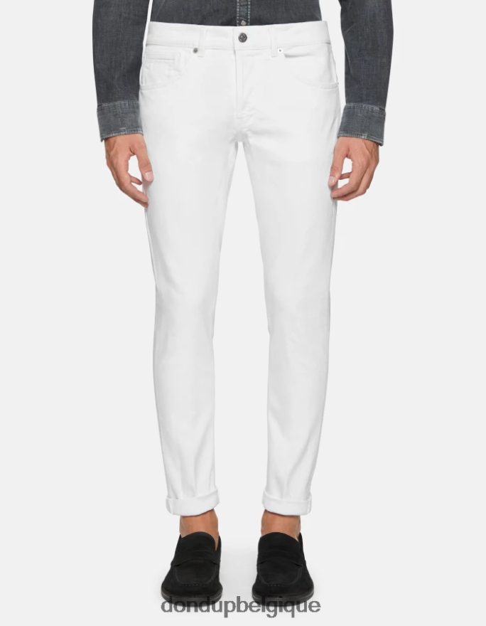 Hommes vêtements DONDUP blanc Jean skinny George en denim bull stretch 8826D0636