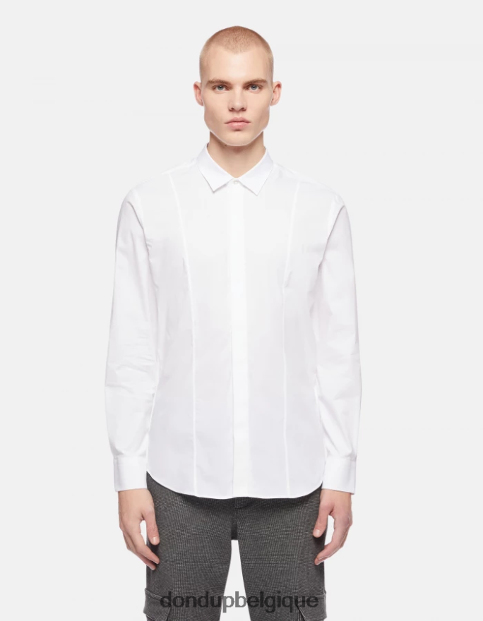 Hommes vêtements DONDUP blanc chemise slim en popeline 8826D0855