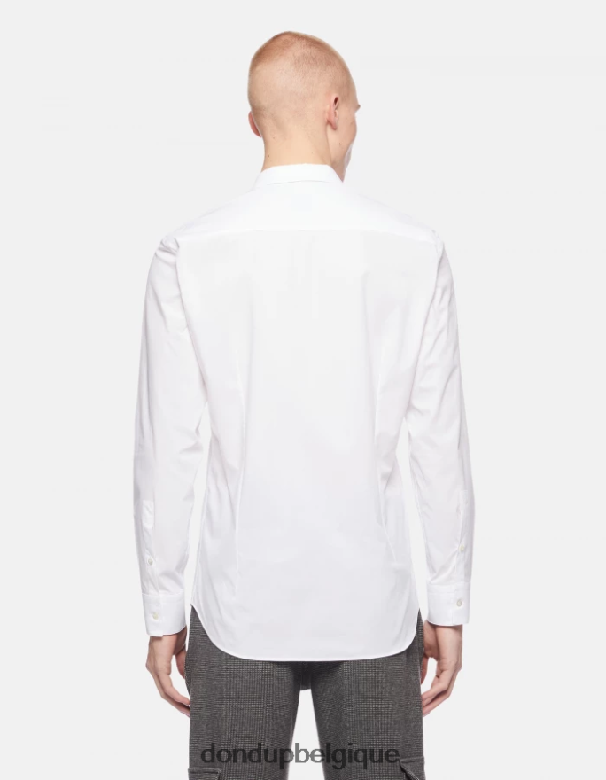 Hommes vêtements DONDUP blanc chemise slim en popeline 8826D0855