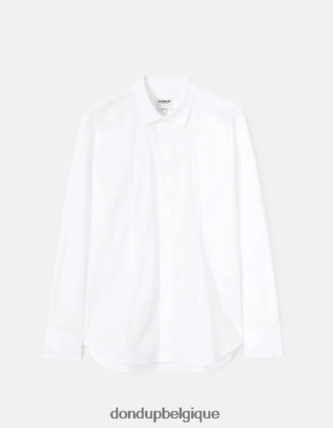 Hommes vêtements DONDUP blanc chemise slim en popeline 8826D0855