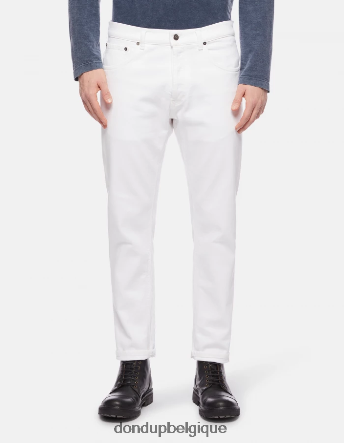 Hommes vêtements DONDUP blanc jean coupe carotte dian en denim bull stretch 8826D0648