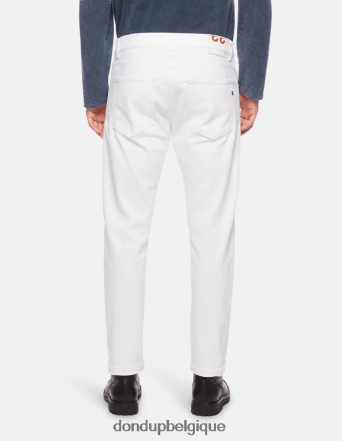 Hommes vêtements DONDUP blanc jean coupe carotte dian en denim bull stretch 8826D0648