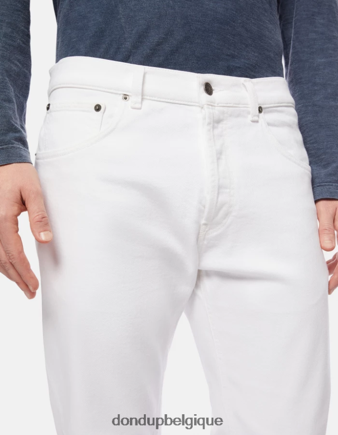 Hommes vêtements DONDUP blanc jean coupe carotte dian en denim bull stretch 8826D0648