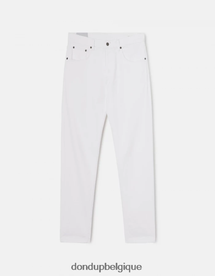 Hommes vêtements DONDUP blanc jean coupe carotte dian en denim bull stretch 8826D0648