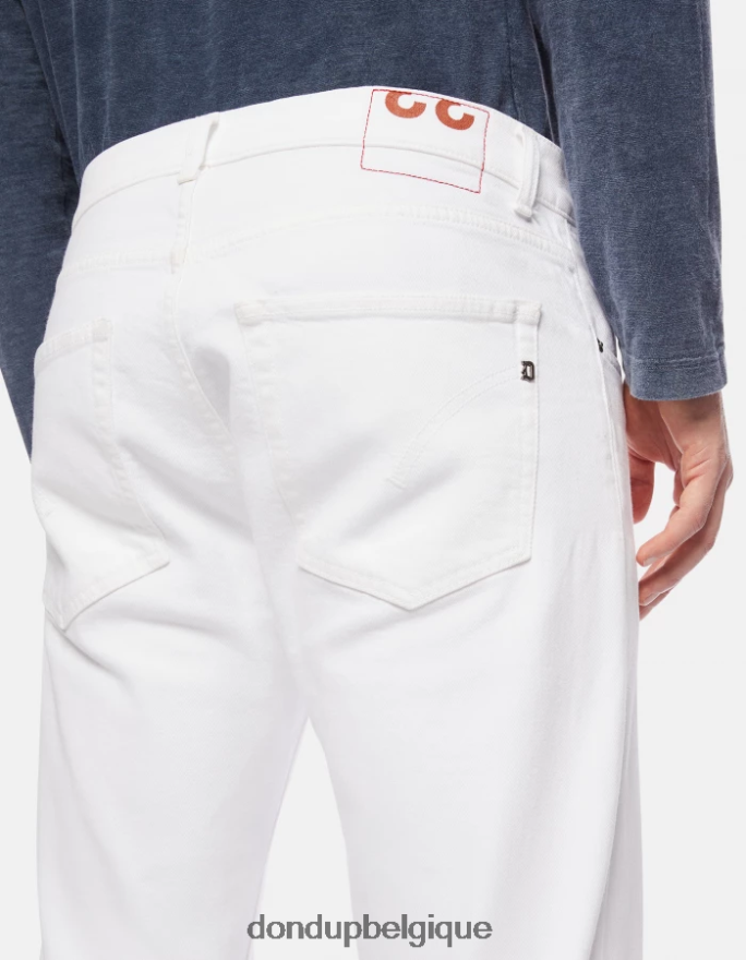 Hommes vêtements DONDUP blanc jean coupe carotte dian en denim bull stretch 8826D0648