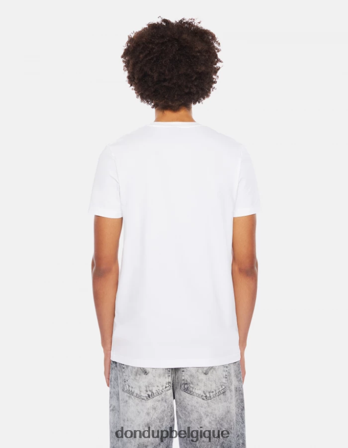 Hommes vêtements DONDUP blanc t-shirt slim en jersey 8826D0818