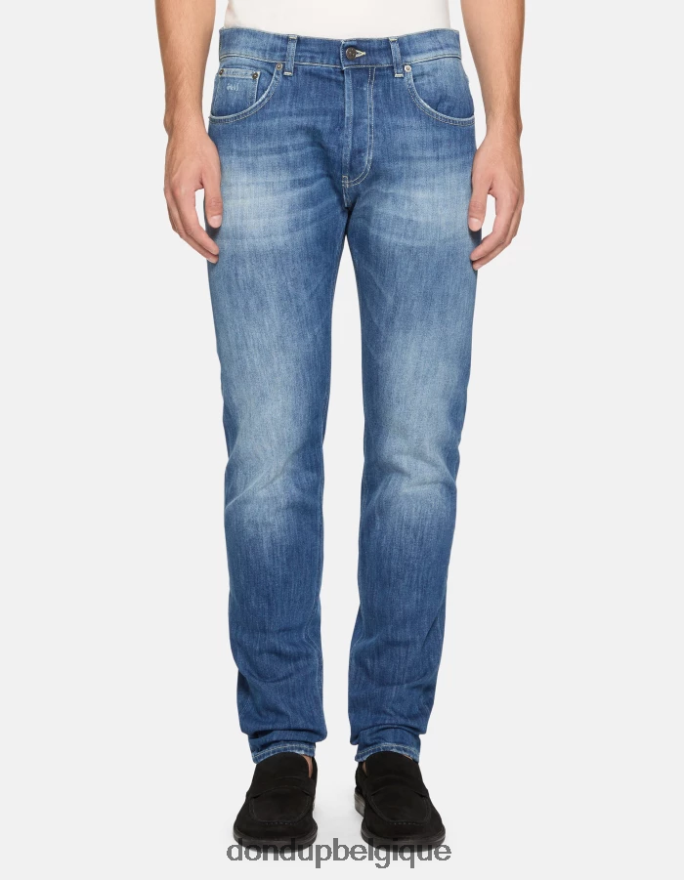 Hommes vêtements DONDUP bleu Jean Dian coupe carotte 34 pouces en denim stretch 8826D0577