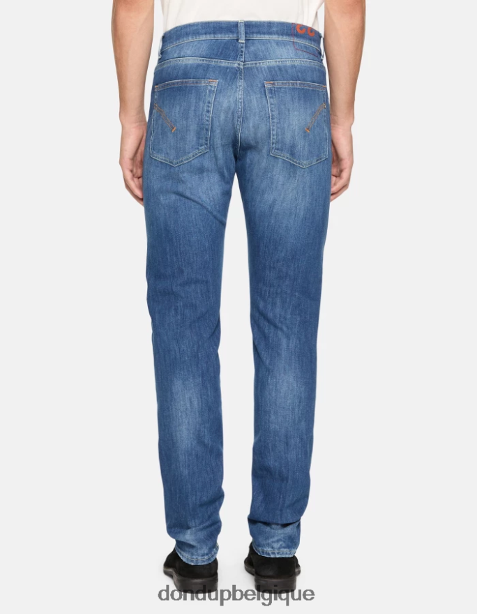 Hommes vêtements DONDUP bleu Jean Dian coupe carotte 34 pouces en denim stretch 8826D0577