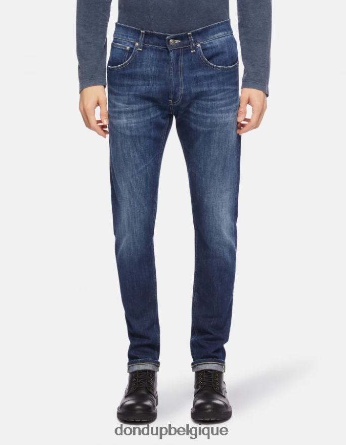 Hommes vêtements DONDUP bleu Jean Dian coupe carotte 34 pouces en denim stretch 8826D0654