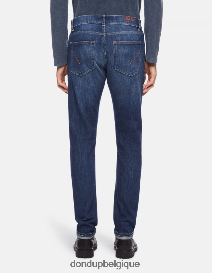 Hommes vêtements DONDUP bleu Jean Dian coupe carotte 34 pouces en denim stretch 8826D0654