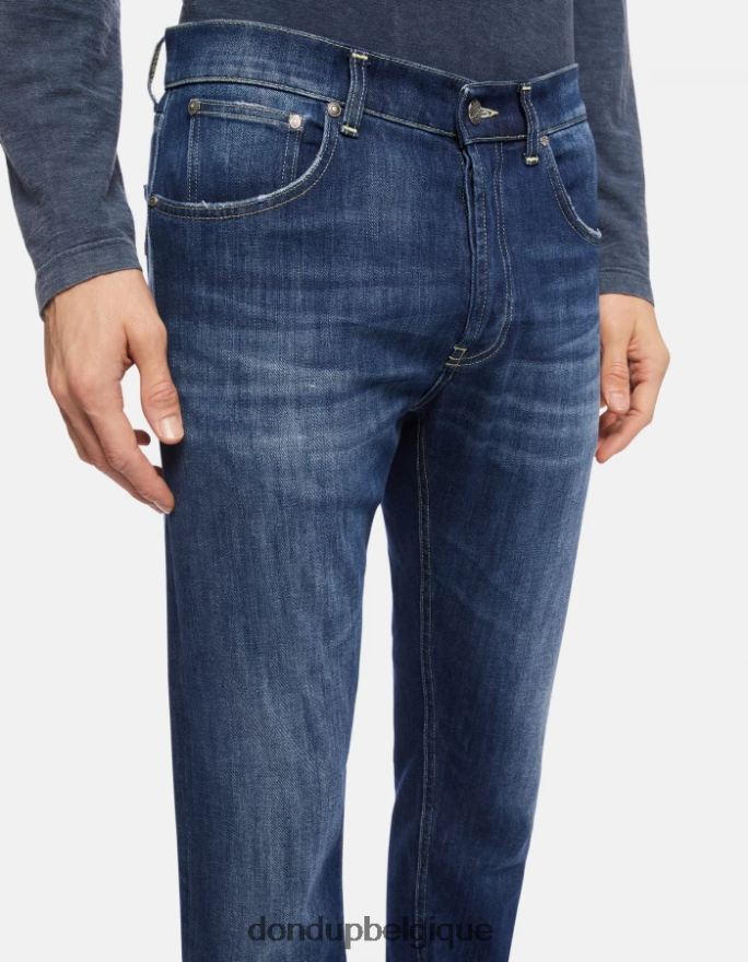 Hommes vêtements DONDUP bleu Jean Dian coupe carotte 34 pouces en denim stretch 8826D0654