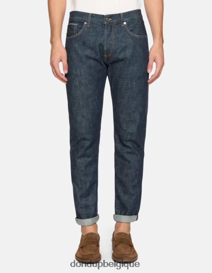 Hommes vêtements DONDUP bleu Jean Icon Regular Fit en denim rigide selvedge 8826D0567