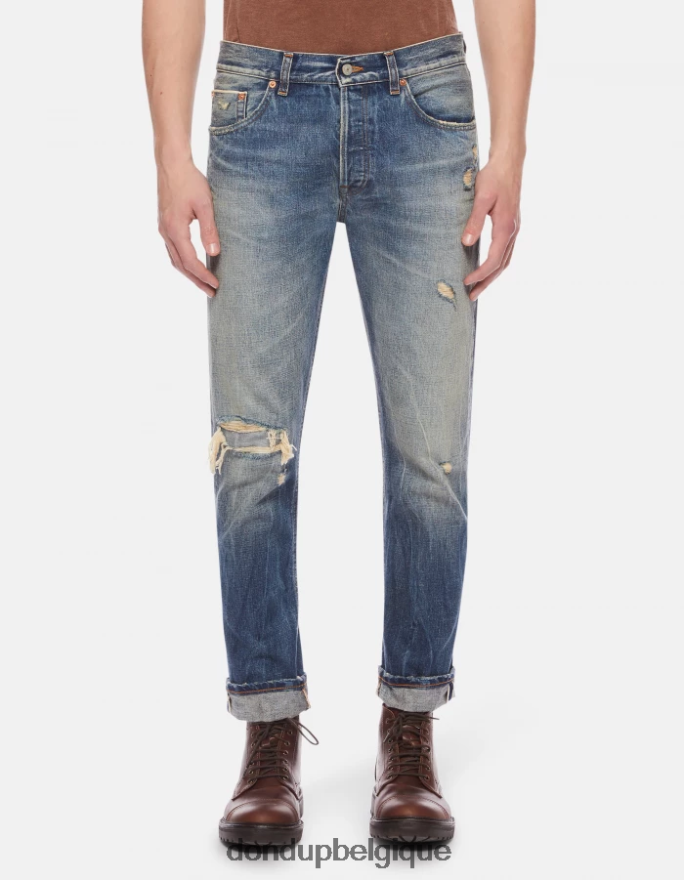 Hommes vêtements DONDUP bleu Jean Icon Regular Fit en denim rigide selvedge 8826D0617