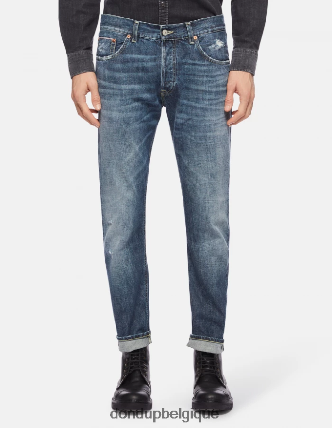 Hommes vêtements DONDUP bleu Jean Icon Regular Fit en denim rigide selvedge 8826D0621