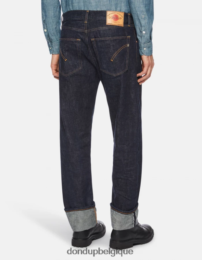 Hommes vêtements DONDUP bleu Jean ample ervin 34 pouces en denim selvedge rigide 8826D0620