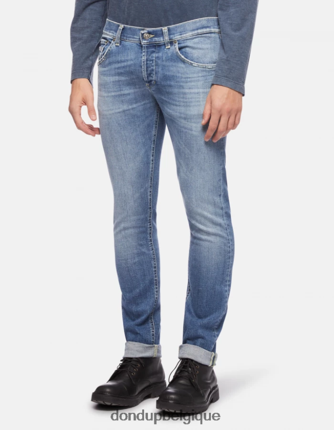 Hommes vêtements DONDUP bleu Jean skinny Ritchie en denim stretch 8826D0668