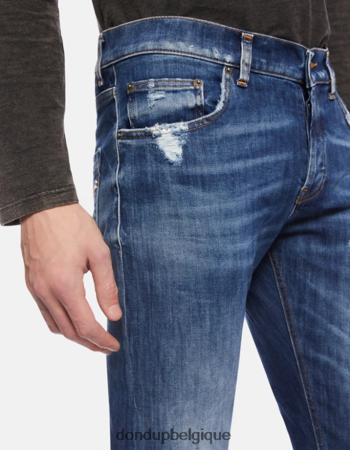 Hommes vêtements DONDUP bleu Mius - Jean slim 32 pouces en denim stretch 8826D0624