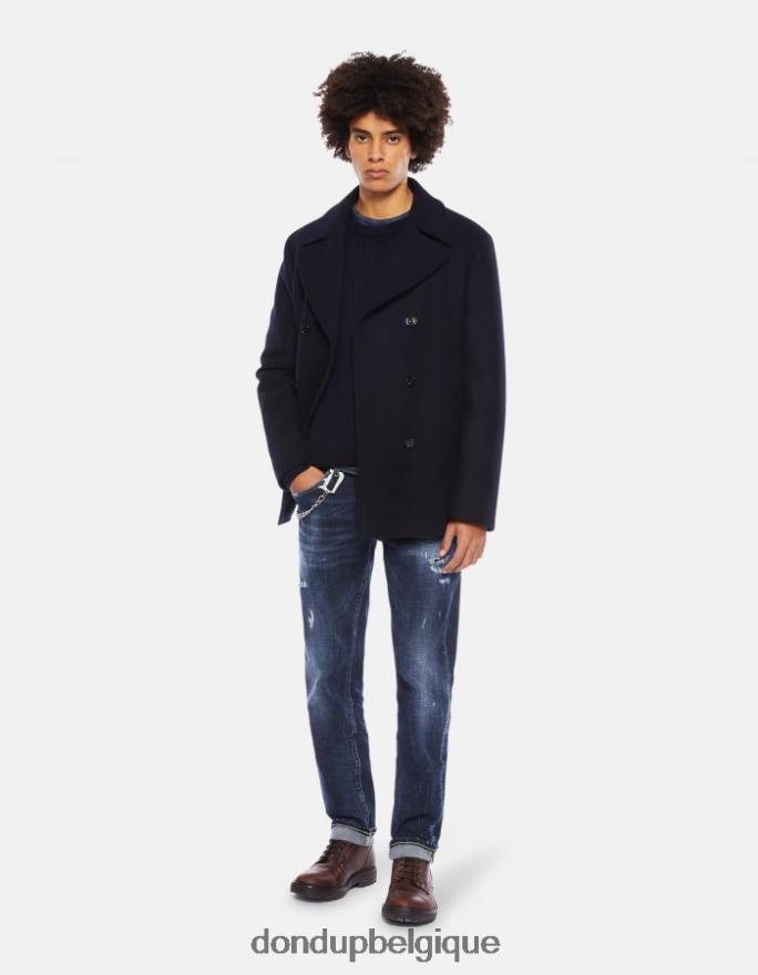 Hommes vêtements DONDUP bleu Noir pull à col rond en laine 8826D0880