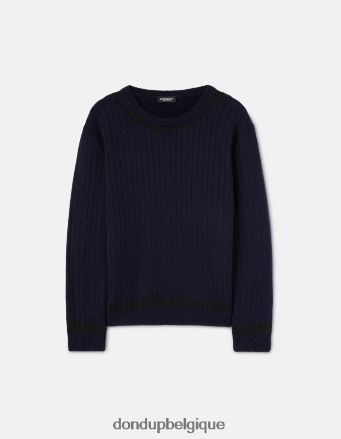 Hommes vêtements DONDUP bleu Noir pull à col rond en laine 8826D0880