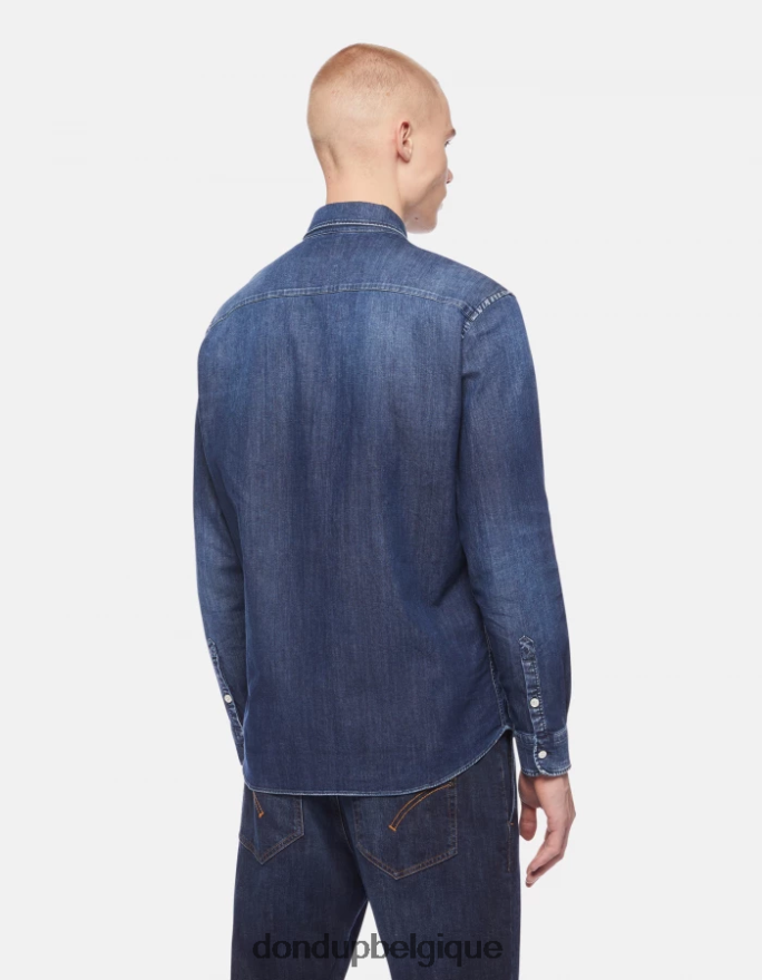 Hommes vêtements DONDUP bleu chemise en jean coupe classique 8826D0856