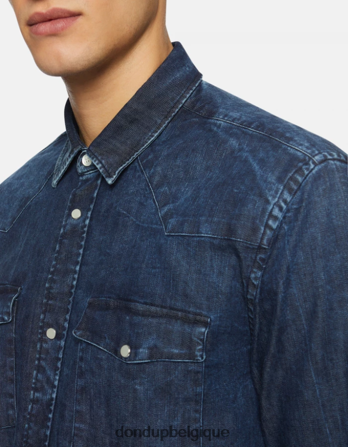 Hommes vêtements DONDUP bleu chemise en jean coupe classique de style western 8826D0857