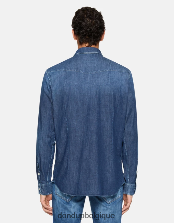 Hommes vêtements DONDUP bleu chemise en jean coupe slim de style western 8826D0853