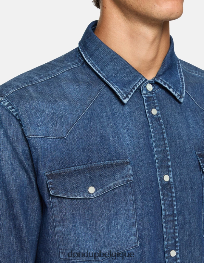 Hommes vêtements DONDUP bleu chemise en jean coupe slim de style western 8826D0853