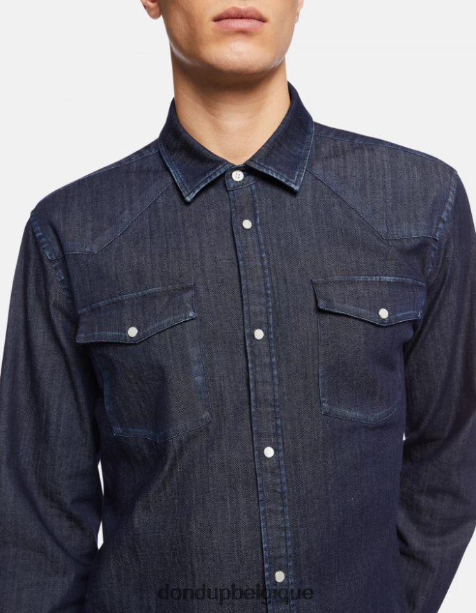 Hommes vêtements DONDUP bleu chemise en jean coupe slim de style western 8826D0858