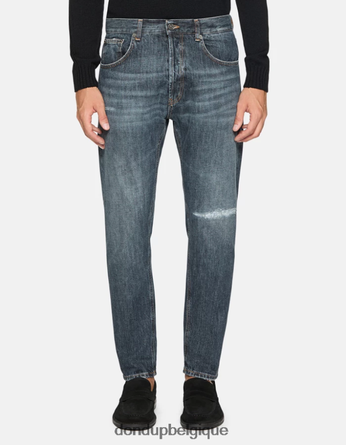 Hommes vêtements DONDUP bleu jean coupe carotte dian en denim rigide 8826D0607