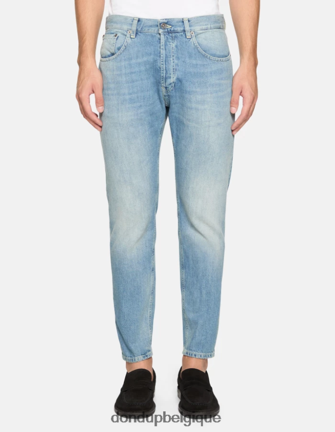 Hommes vêtements DONDUP bleu jean coupe carotte dian en denim rigide 8826D0612