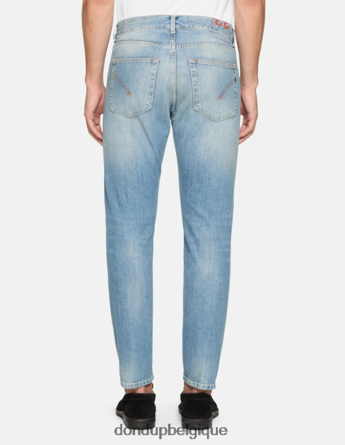 Hommes vêtements DONDUP bleu jean coupe carotte dian en denim rigide 8826D0612