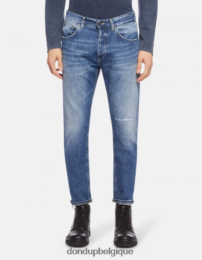 Hommes vêtements DONDUP bleu jean coupe carotte dian en denim rigide 8826D0653