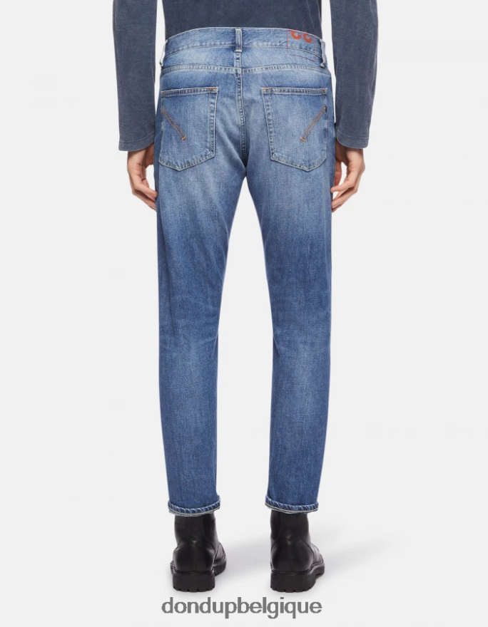 Hommes vêtements DONDUP bleu jean coupe carotte dian en denim rigide 8826D0653