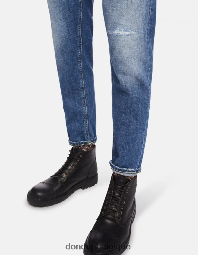 Hommes vêtements DONDUP bleu jean coupe carotte dian en denim rigide 8826D0653