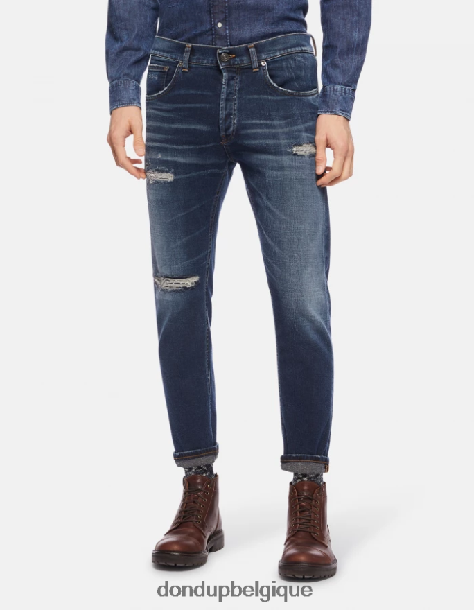 Hommes vêtements DONDUP bleu jean coupe carotte dian en denim stretch 8826D0634