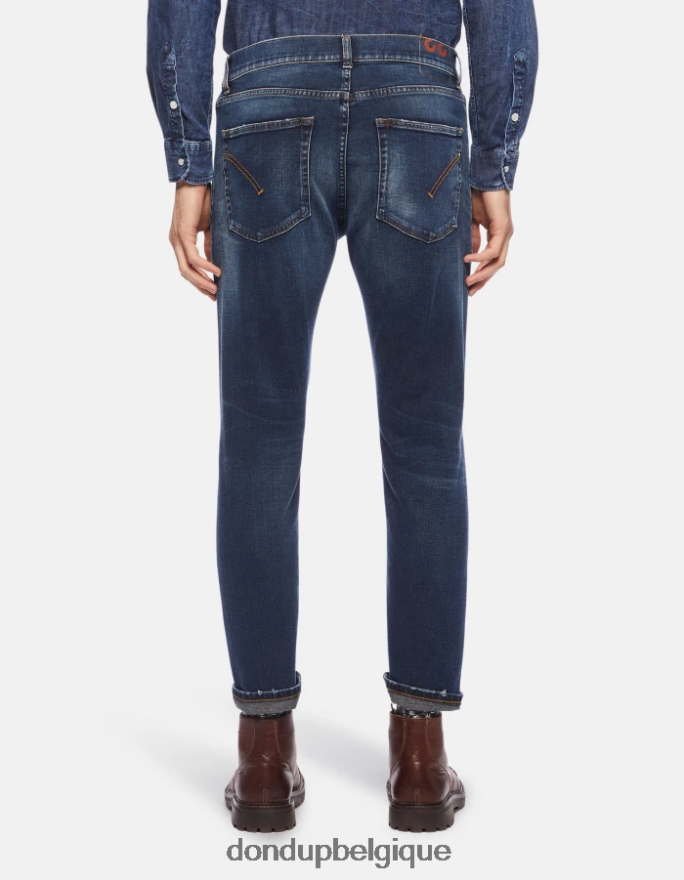 Hommes vêtements DONDUP bleu jean coupe carotte dian en denim stretch 8826D0634