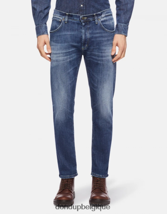 Hommes vêtements DONDUP bleu jean en denim stretch coupe carotte Brighton 8826D0629