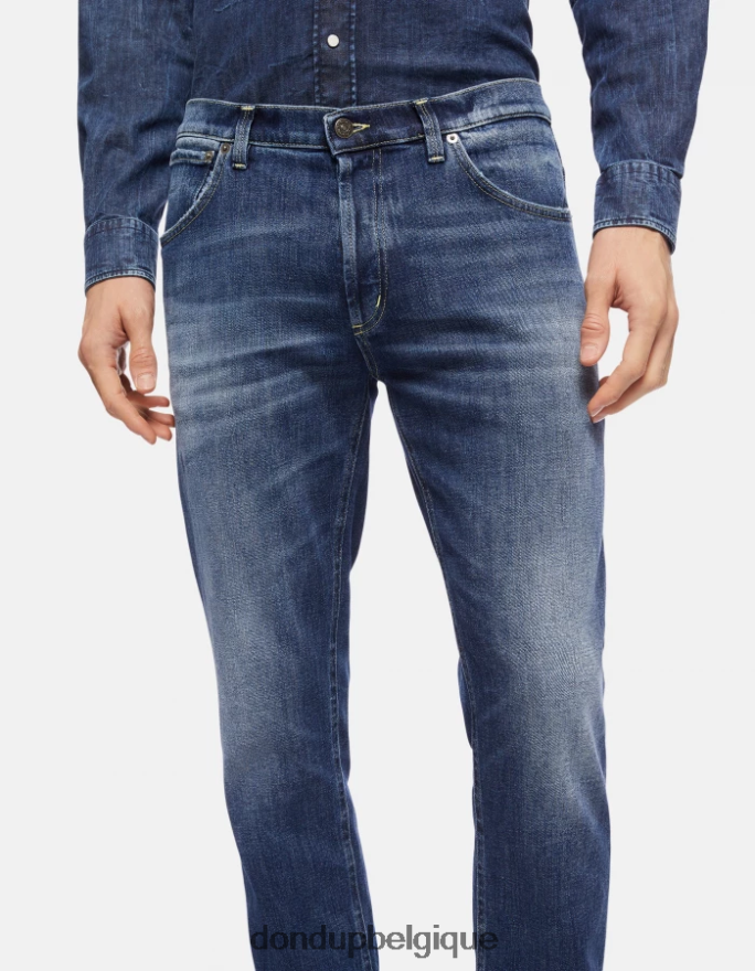 Hommes vêtements DONDUP bleu jean en denim stretch coupe carotte Brighton 8826D0629