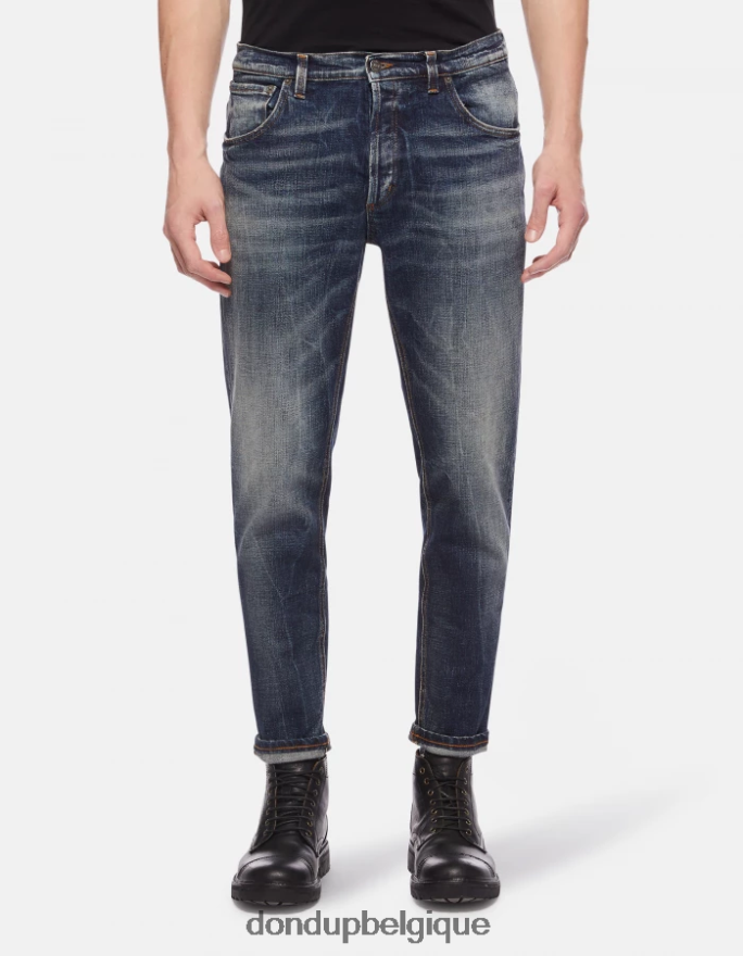 Hommes vêtements DONDUP bleu jean en denim stretch coupe carotte Brighton 8826D0658