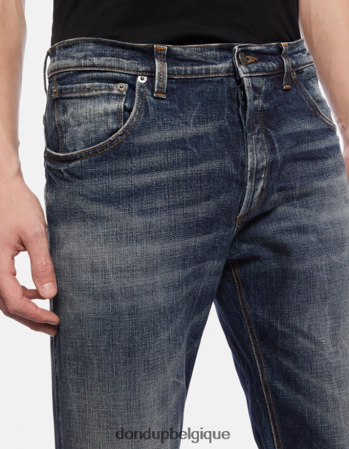 Hommes vêtements DONDUP bleu jean en denim stretch coupe carotte Brighton 8826D0658